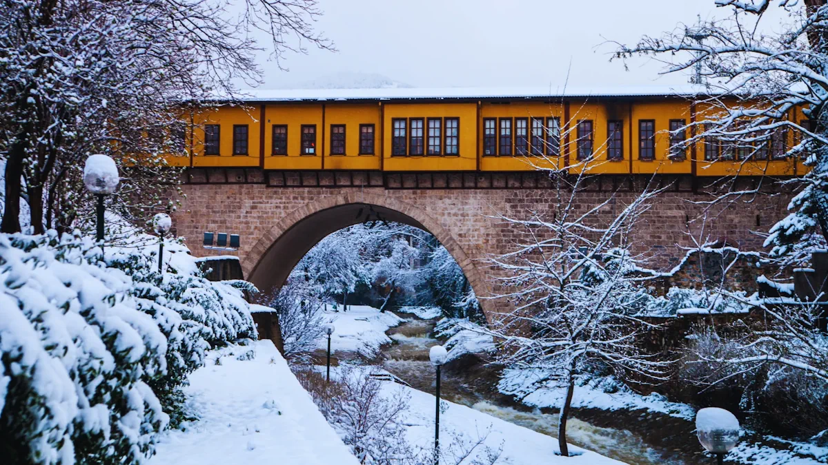 Bursa tarihi Irgandı Çarşılı Köprüsü kış manzarası ve kar görünümü