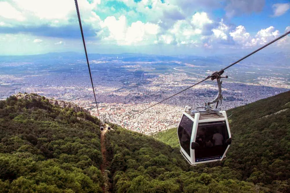 Bursa Teleferik hattı kabininden kuş bakışı Bursa şehir manzarası