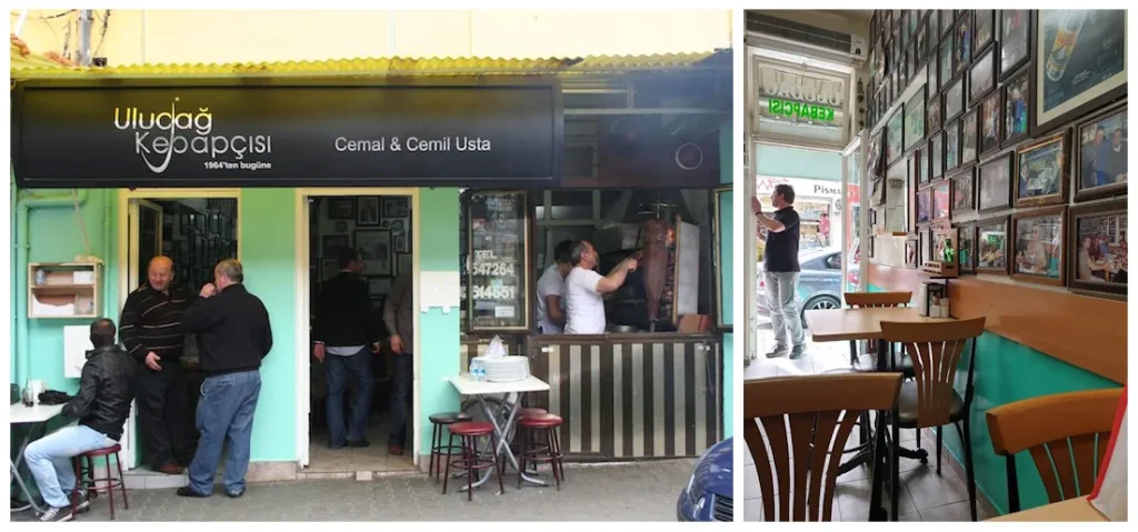 Bursa tarihi Uludağ Kebapçısı dükkan önü ve döner tezgahı